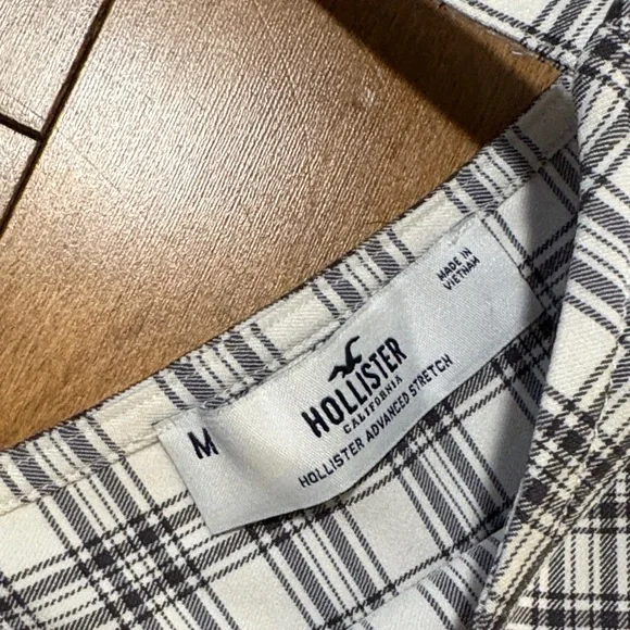 Hollister White Plaid Mini Dress with Black and Grey Stripes - Picture 2 of 6